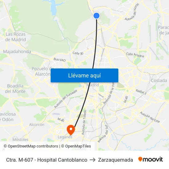 Ctra. M-607 - Hospital Cantoblanco to Zarzaquemada map