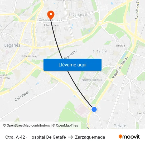 Ctra. A-42 - Hospital De Getafe to Zarzaquemada map
