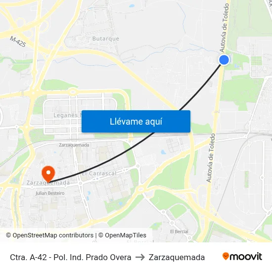 Ctra. A-42 - Pol. Ind. Prado Overa to Zarzaquemada map