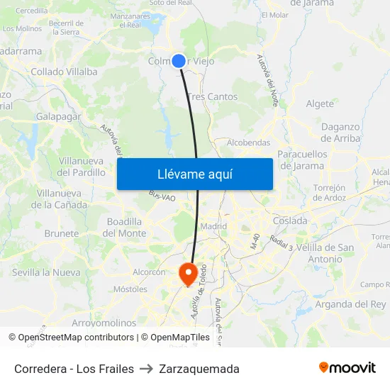 Corredera - Los Frailes to Zarzaquemada map