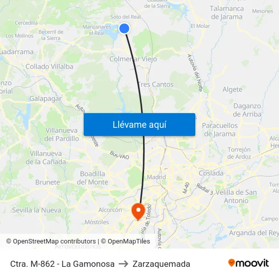 Ctra. M-862 - La Gamonosa to Zarzaquemada map
