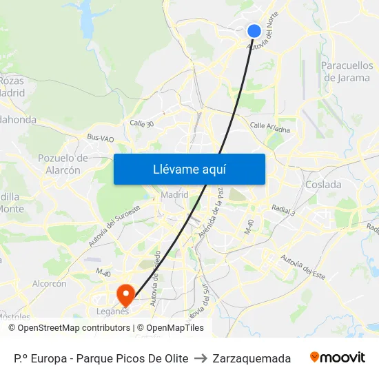 P.º Europa - Parque Picos De Olite to Zarzaquemada map