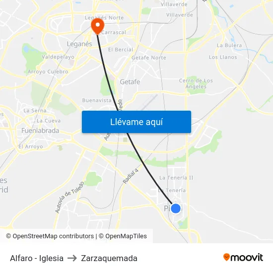 Alfaro - Iglesia to Zarzaquemada map