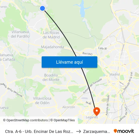 Ctra. A-6 - Urb. Encinar De Las Rozas to Zarzaquemada map