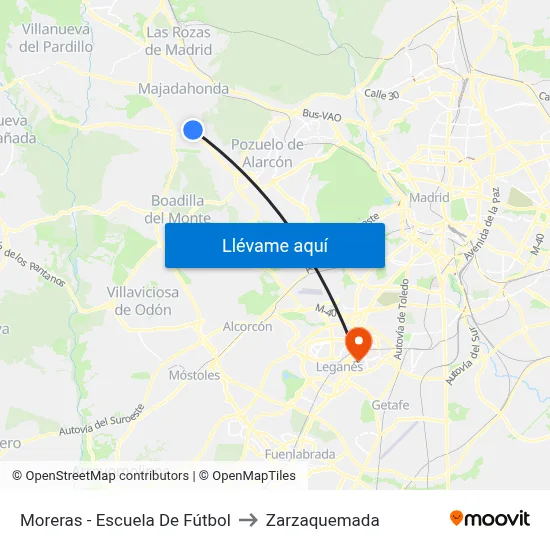 Moreras - Escuela De Fútbol to Zarzaquemada map