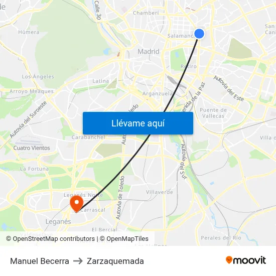 Manuel Becerra to Zarzaquemada map