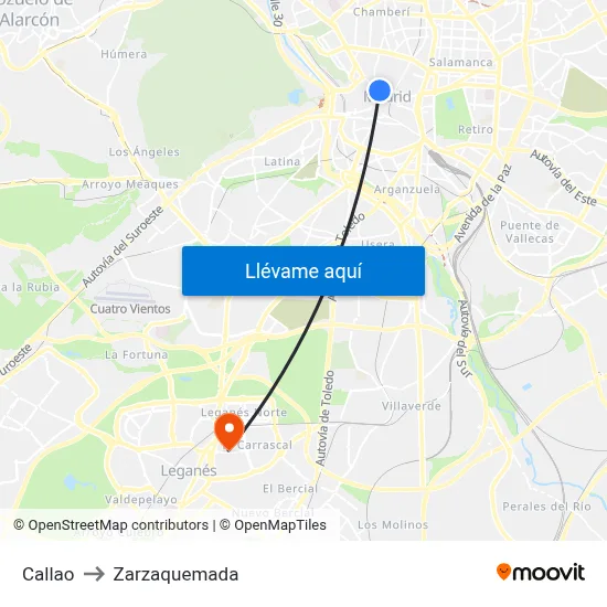 Callao to Zarzaquemada map
