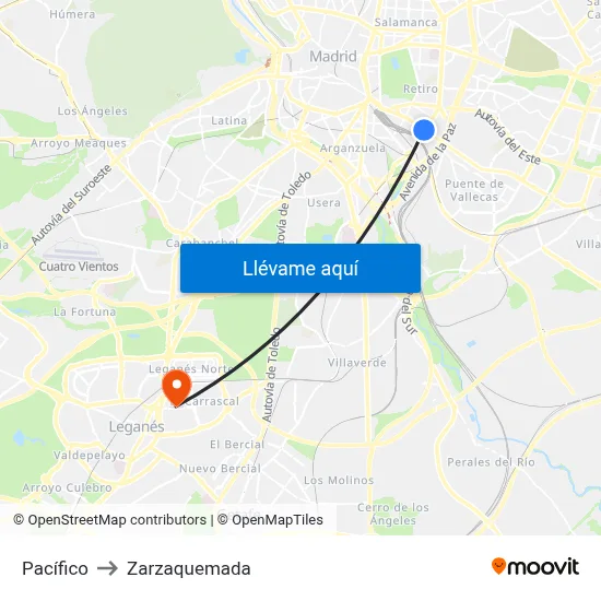 Pacífico to Zarzaquemada map