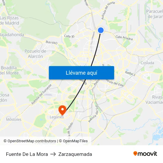 Fuente De La Mora to Zarzaquemada map