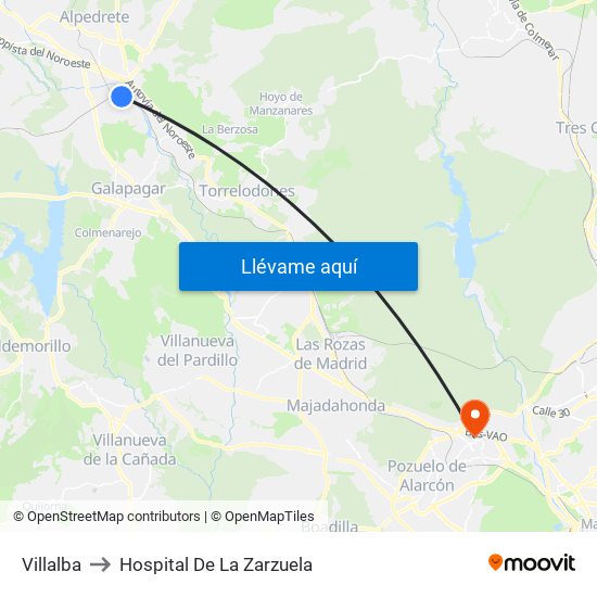 Villalba to Hospital De La Zarzuela map