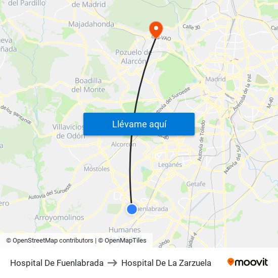 Hospital De Fuenlabrada to Hospital De La Zarzuela map