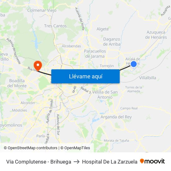 Vía Complutense - Brihuega to Hospital De La Zarzuela map
