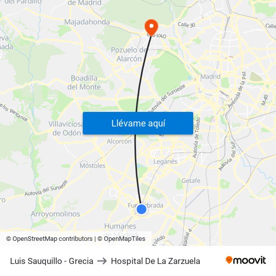 Luis Sauquillo - Grecia to Hospital De La Zarzuela map