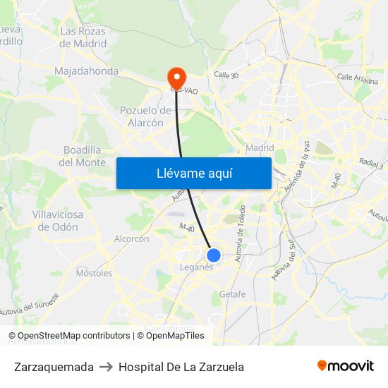 Zarzaquemada to Hospital De La Zarzuela map