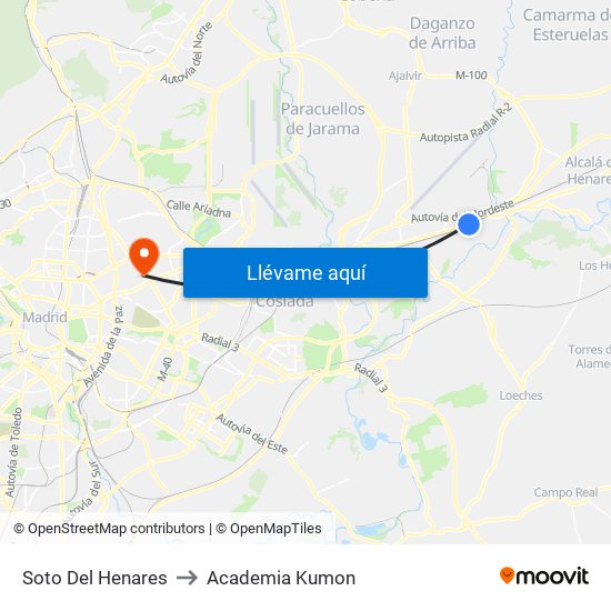 Soto Del Henares to Academia Kumon map