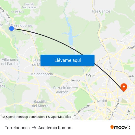 Torrelodones to Academia Kumon map