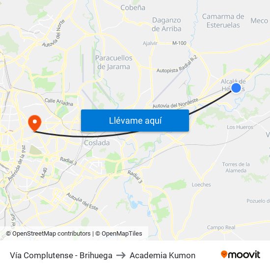 Vía Complutense - Brihuega to Academia Kumon map