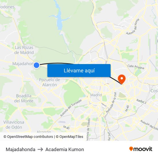 Majadahonda to Academia Kumon map