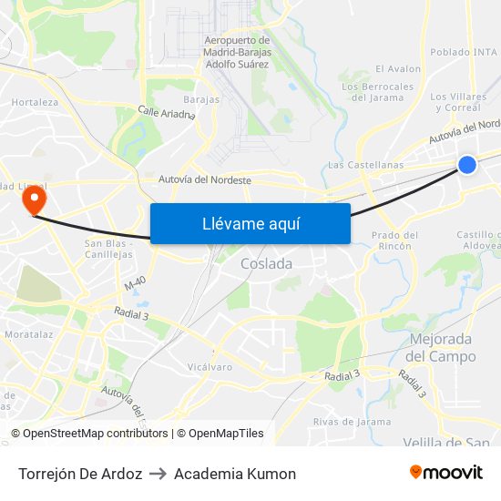 Torrejón De Ardoz to Academia Kumon map