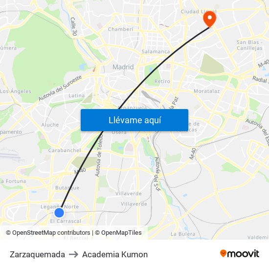 Zarzaquemada to Academia Kumon map