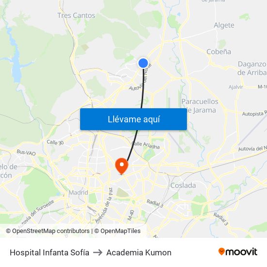 Hospital Infanta Sofía to Academia Kumon map