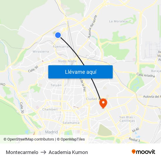 Montecarmelo to Academia Kumon map