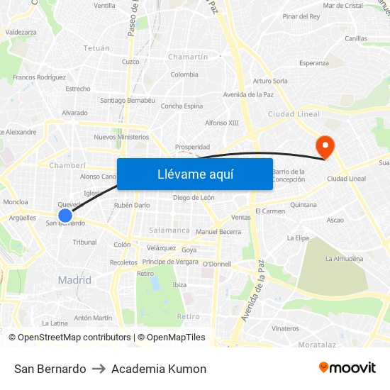 San Bernardo to Academia Kumon map