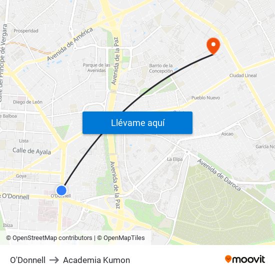 O'Donnell to Academia Kumon map