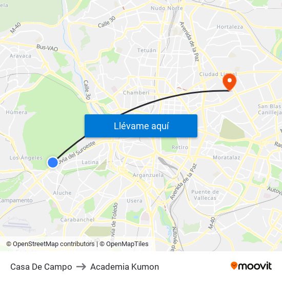 Casa De Campo to Academia Kumon map