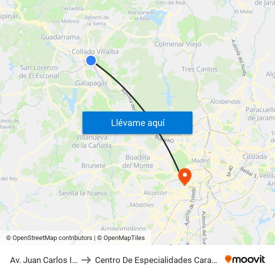 Av. Juan Carlos I - Zoco to Centro De Especialidades Carabanchel Alto map