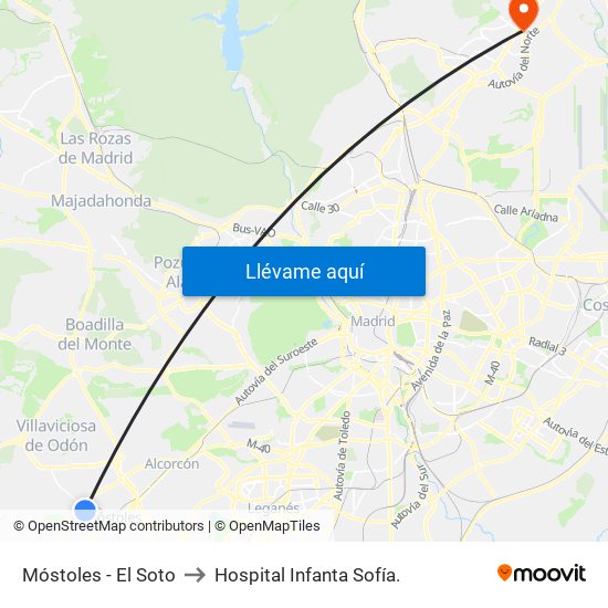 Móstoles - El Soto to Hospital Infanta Sofía. map