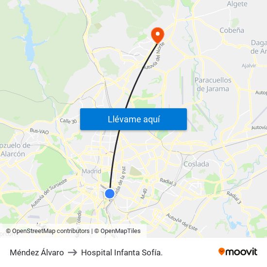 Méndez Álvaro to Hospital Infanta Sofía. map