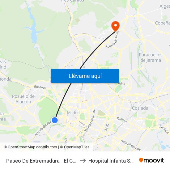 Paseo De Extremadura - El Greco to Hospital Infanta Sofía. map