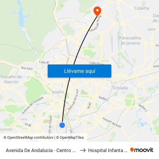 Avenida De Andalucía - Centro Comercial to Hospital Infanta Sofía. map