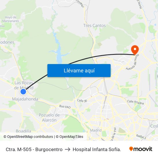 Ctra. M-505 - Burgocentro to Hospital Infanta Sofía. map