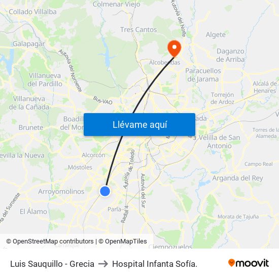 Luis Sauquillo - Grecia to Hospital Infanta Sofía. map