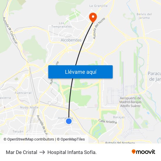 Mar De Cristal to Hospital Infanta Sofía. map