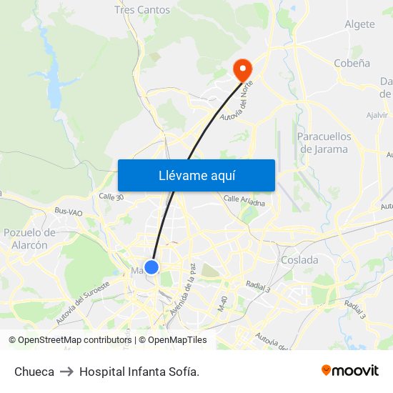 Chueca to Hospital Infanta Sofía. map