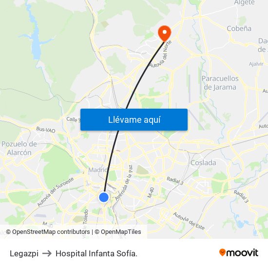 Legazpi to Hospital Infanta Sofía. map