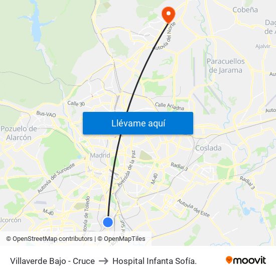 Villaverde Bajo - Cruce to Hospital Infanta Sofía. map