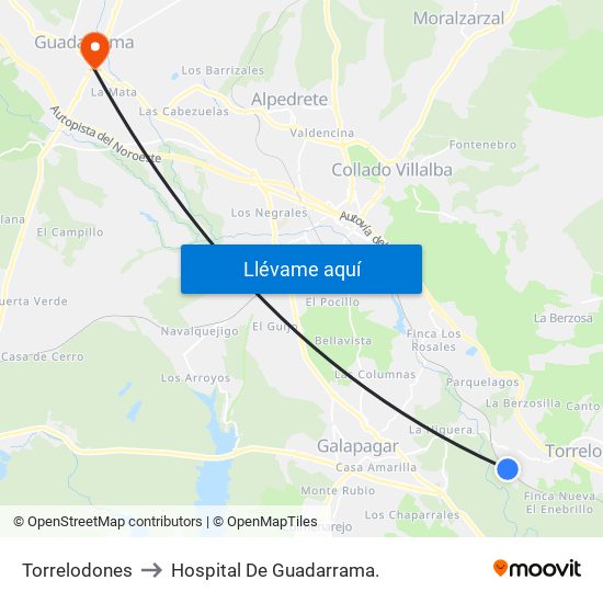 Torrelodones to Hospital De Guadarrama. map