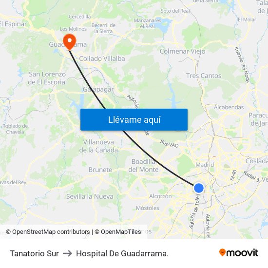 Tanatorio Sur to Hospital De Guadarrama. map