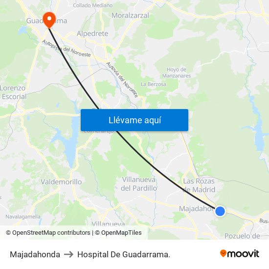 Majadahonda to Hospital De Guadarrama. map