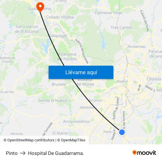 Pinto to Hospital De Guadarrama. map