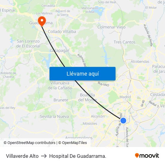 Villaverde Alto to Hospital De Guadarrama. map