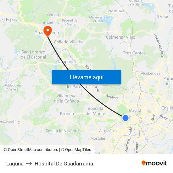 Laguna to Hospital De Guadarrama. map