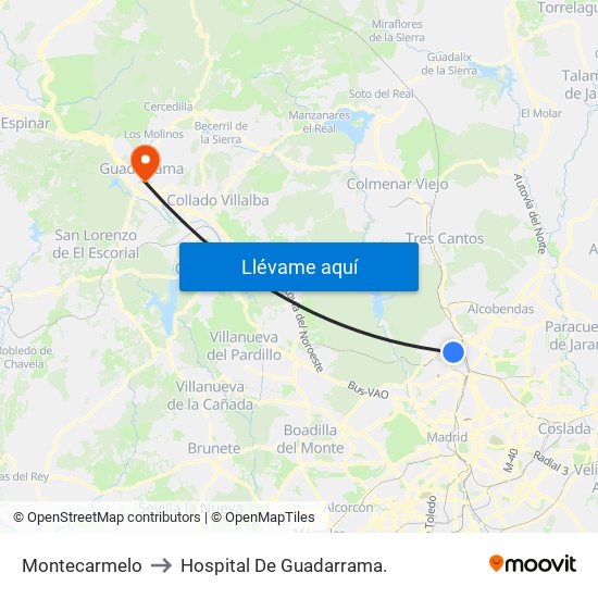 Montecarmelo to Hospital De Guadarrama. map