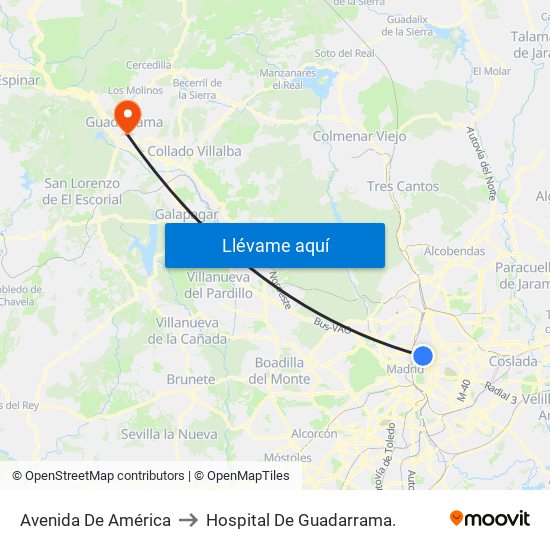 Avenida De América to Hospital De Guadarrama. map