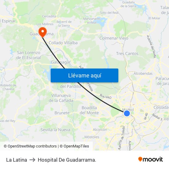 La Latina to Hospital De Guadarrama. map