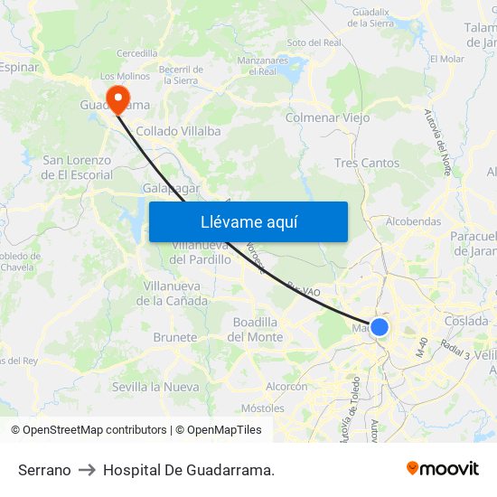 Serrano to Hospital De Guadarrama. map